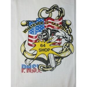 VINTAGE 80s PNSY Naval Shipyard 64 Shop T-shirt Mens Large L - Screen Stars
